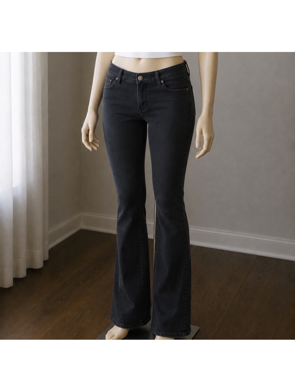 Flying Banana Women’s 16L Black Bootcut Flare Stretch Jeans Y2K Long 33” Inseam
